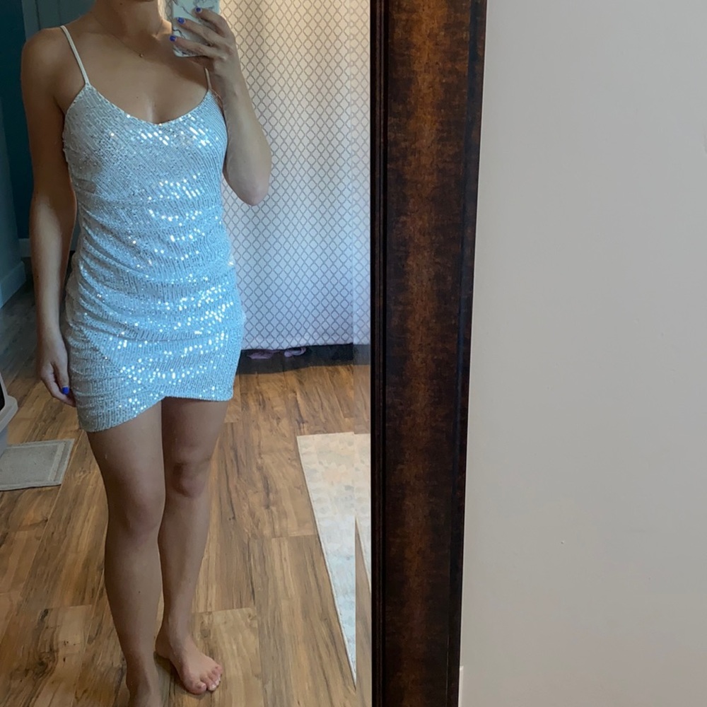 Silver sequin dress, Missguided